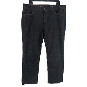 Talbots Womens Heritage Straight Leg Trouser Jeans 18 Dark Blue High Rise